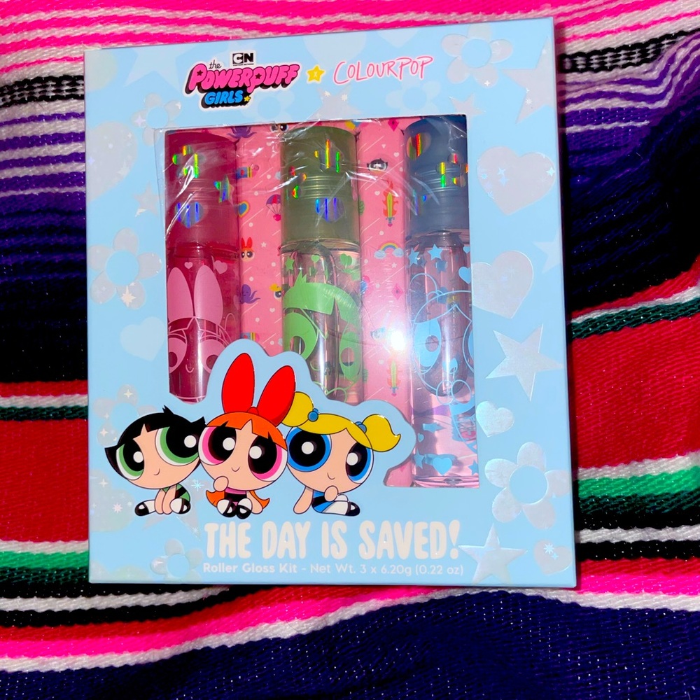 Colourpop powerpuff collection lip gloss trio❤️‍🔥🦋💟🍏